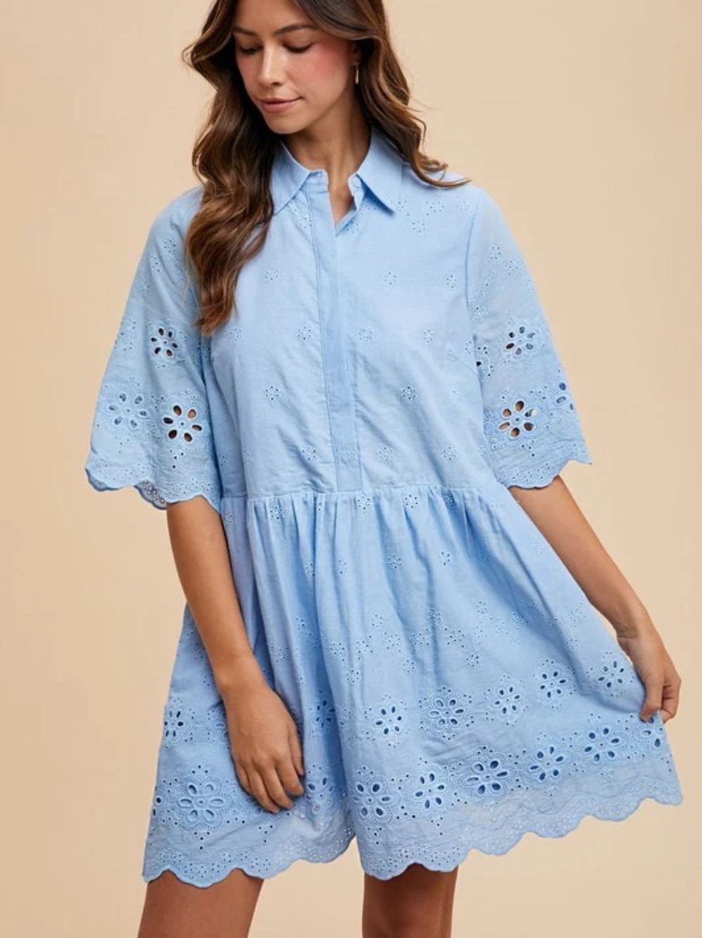 NWT AnnieWear Blue Eyelet Dress